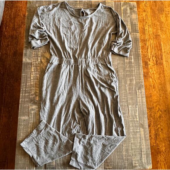 Soft Surroundings Gray Knit Jumpsuit 3/4 Sleeve Size Petite L - Picture 1 of 6